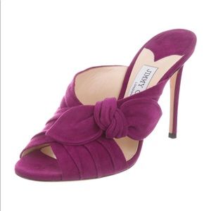Jimmy Choo Textured Suede Keely Knotted Bow Peep Toe